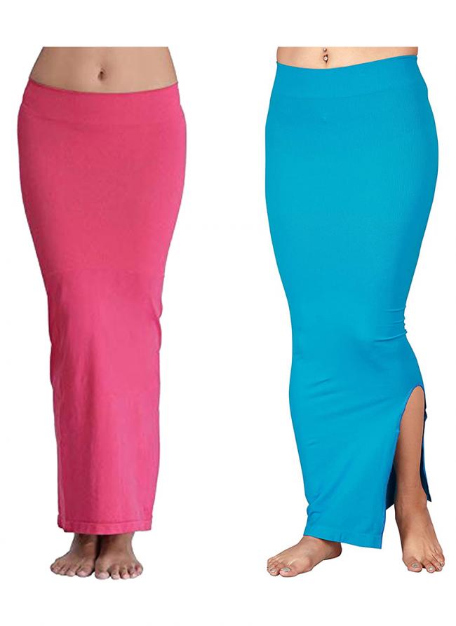 Pink And Sky Blue Lycra Casual Wear Plain Combo Shapewear