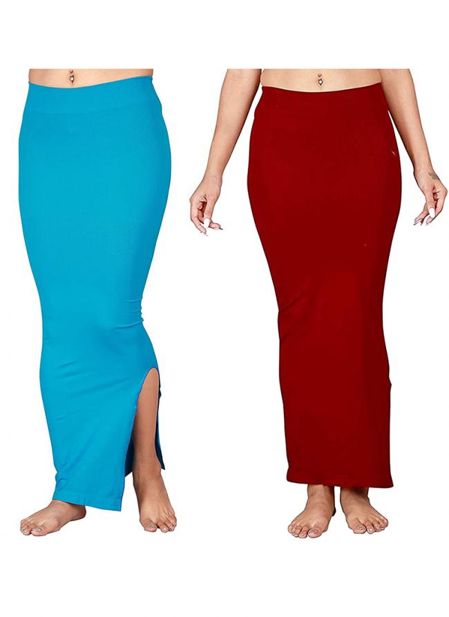 Sky Blue And Maroon Lycra Casual Wear Plain Combo Shapewear