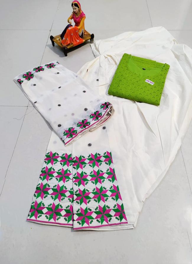 Light Green Pure Cotton Party Wear Chikan Work Readymade Salwar Suit