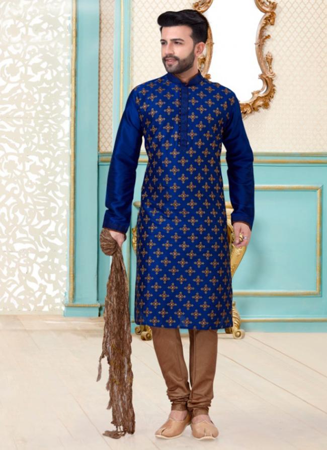 Royal Blue Silk Dupion Festival Wear Fancy Kurta Pajama