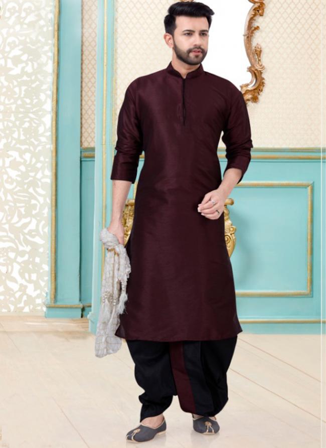 Coffee  Dupion Silk Festival Wear Fancy Kurta Pajama