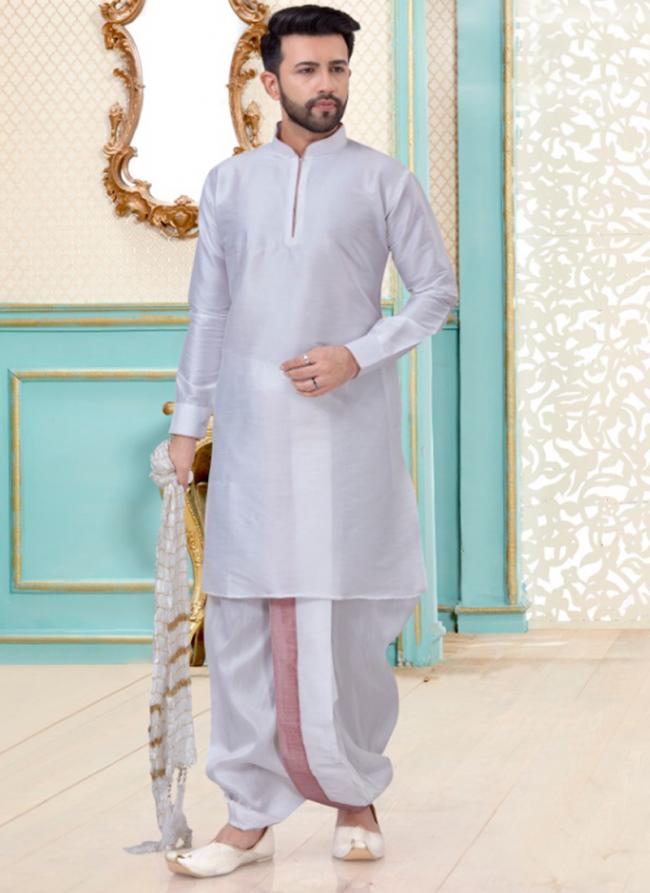 Dupion Silk Festival Wear Fancy White Kurta Pajama