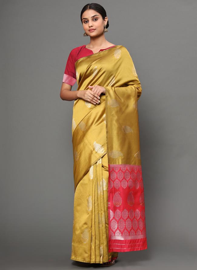 Banarasi Silk Party Wear Weaving Golden Color Saree