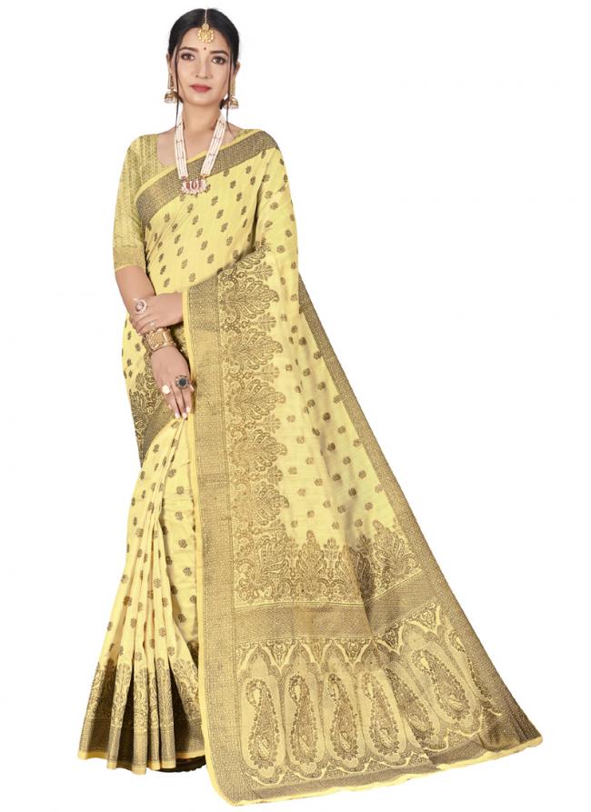 Beige Banarasi Silk Traditional Wear Weaving Saree
