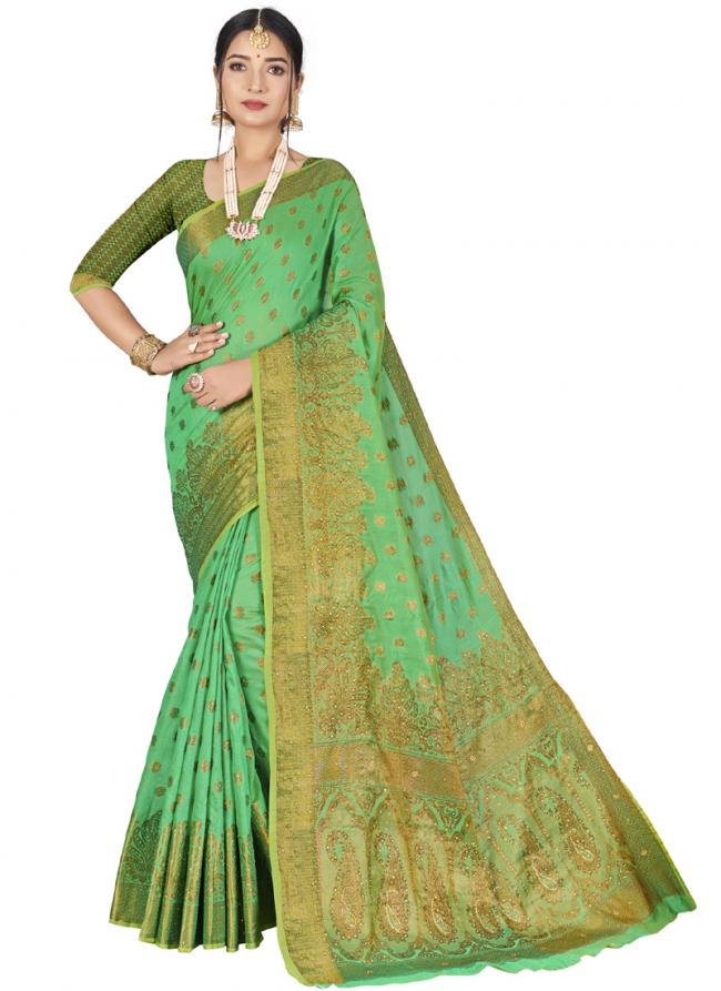 Light Green Banarasi Silk Traditional Wear Weaving Saree