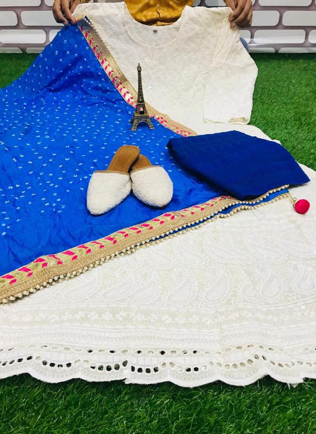 Blue Cotton Festival Wear Sequins Work Readymade Salwar Suit