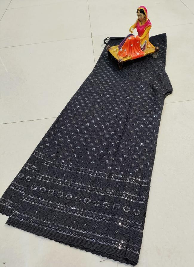 Black Cotton Wedding Wear Chikan Work Sharara