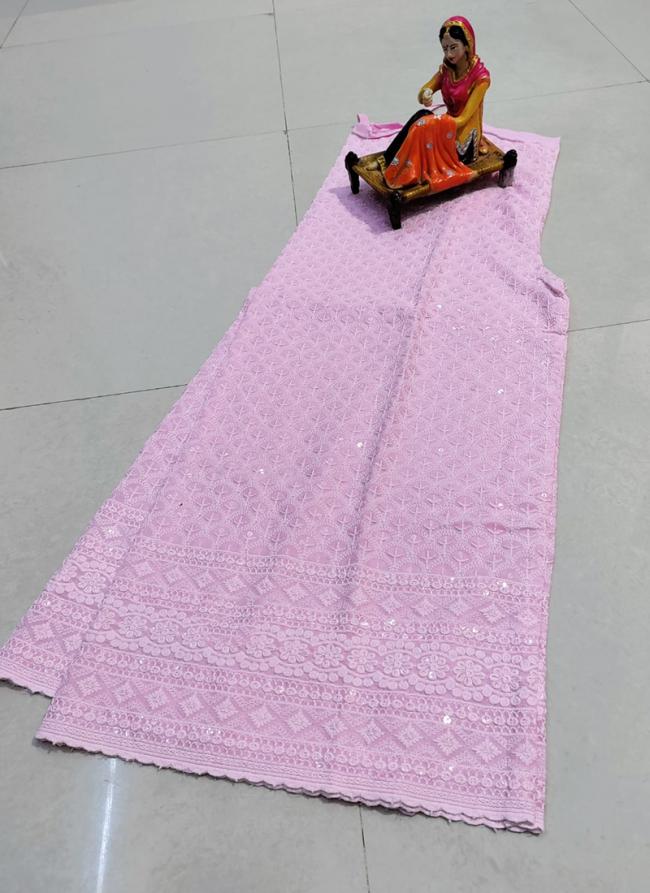 Light Pink Cotton Party Wear Chikan Work Sharara