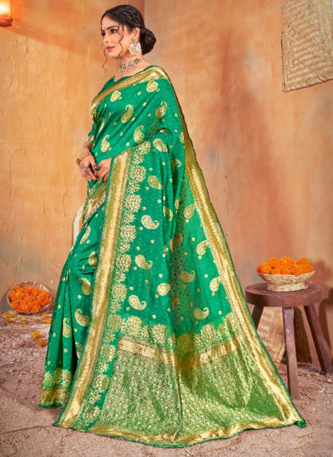 Green Banarasi Silk Traditional Wear Weaving Saree