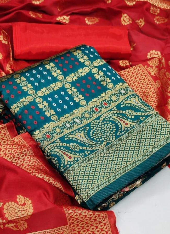 Sky Blue Banarasi Silk Festival Wear Jacquard Dress Material