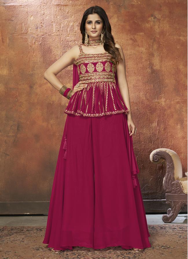 Pink Georgette Wedding Wear Sequins Work Readymade Salwar Suit