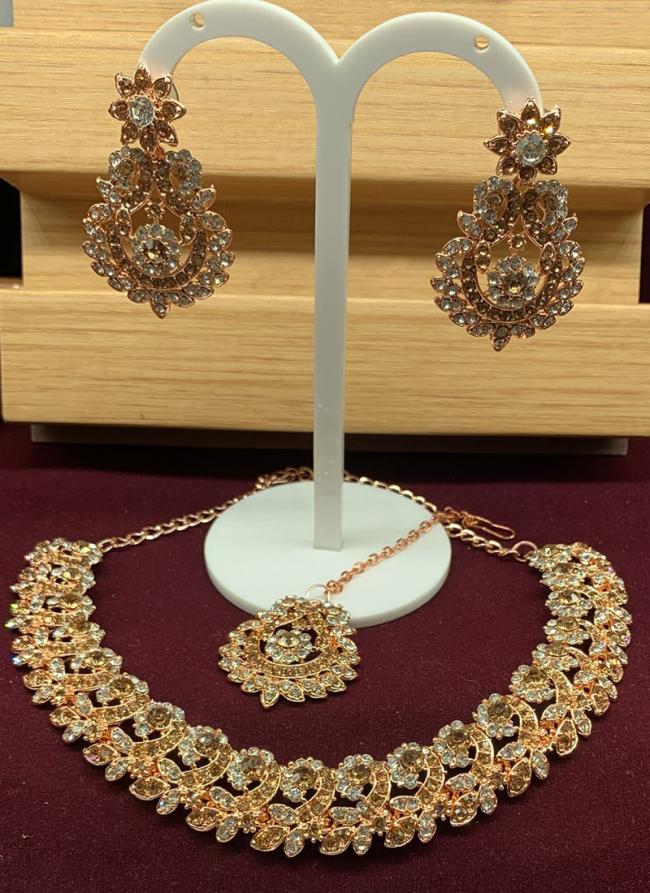 Gold Plated Ethnic Multi Diamond Studded Necklace Set