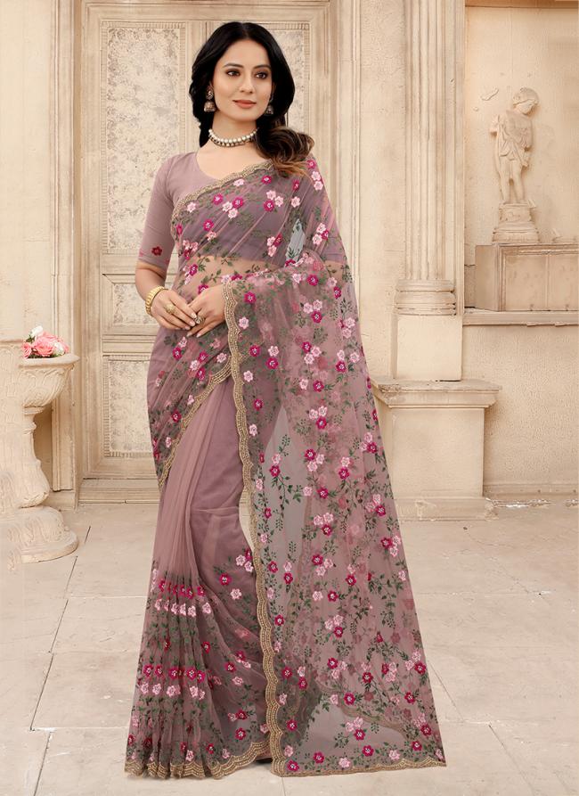 Mouse Net Reception Wear Zarkan Work Saree