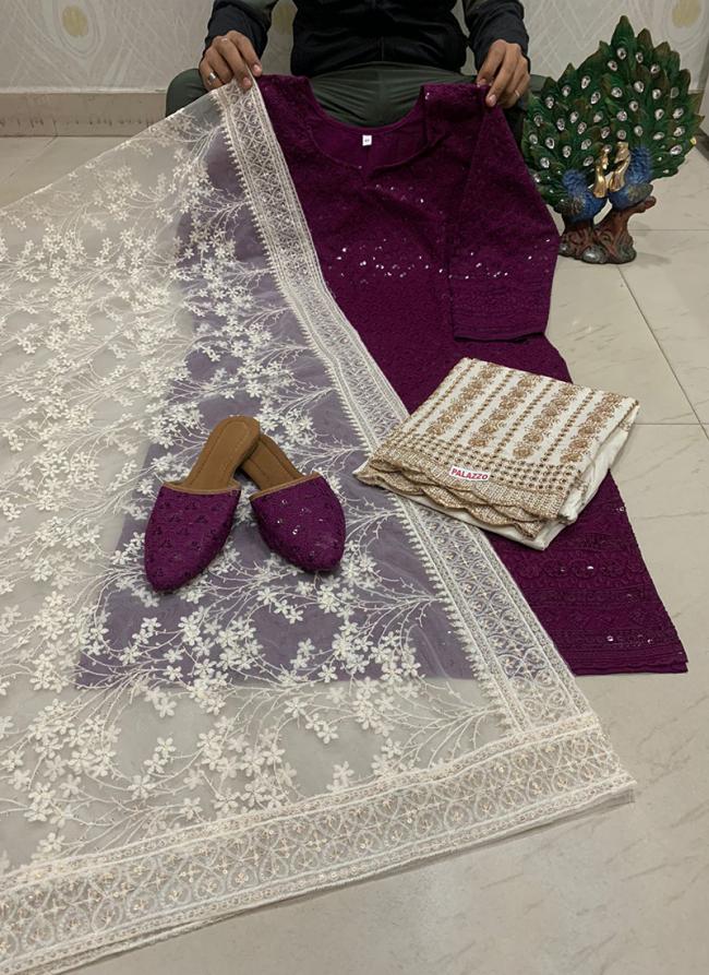 Wine Cambric Cotton Festival Wear Sequins Work Readymade Salwar Suit