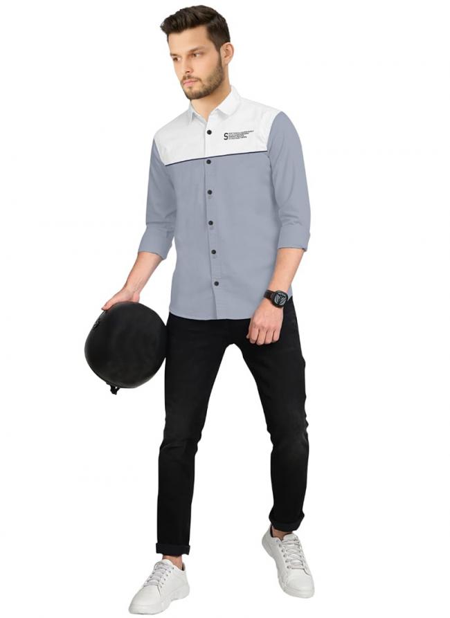 Grey Cotton Regular Wear Plain Shirt