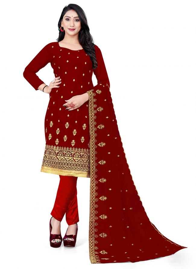 Maroon Georgette Casual Wear Embroidery Work Salwar Suit