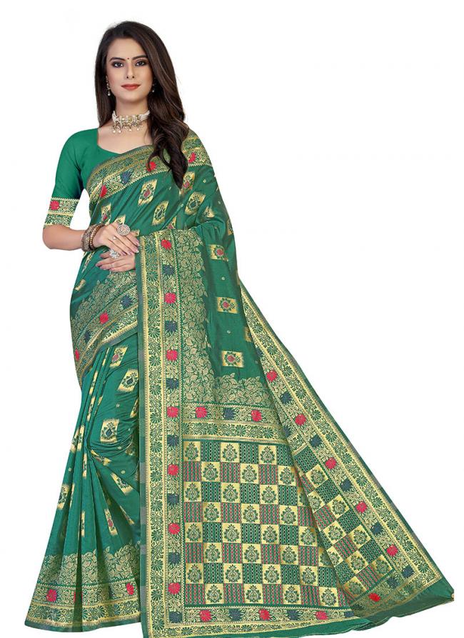 GREEN Banarasi Silk Traditional Wear Weaving Saree