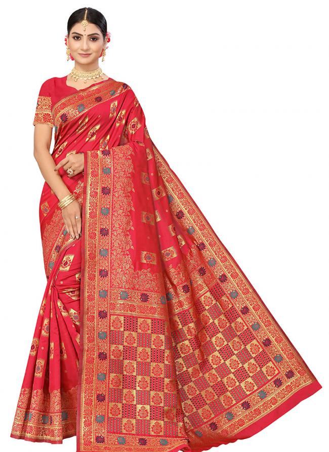PINK Banarasi Silk Traditional Wear Weaving Saree