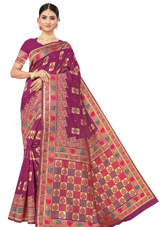 PURPLE Banarasi Silk Traditional Wear Weaving Saree