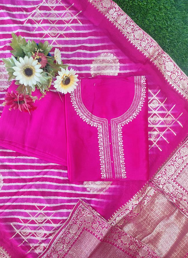 Russian Silk Rani Traditional Wear Hand Work Dress Material