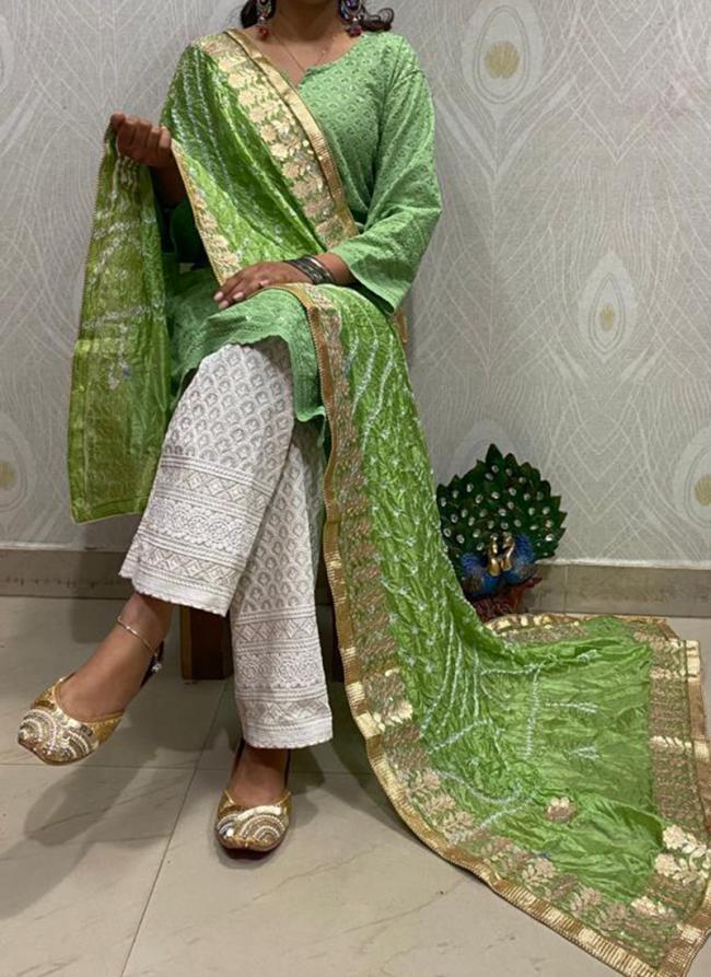 Light Green Cambric Cotton Party Wear Embroidery Work Readymade Salwar Suit