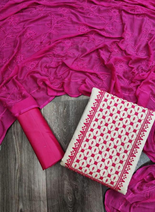 Pink Khadi Cotton Regular Wear Sequins Work Dress Material