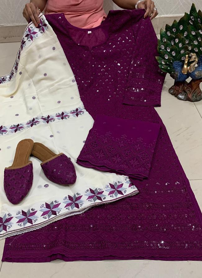 Wine Cambric Cotton Festival Wear Sequins Work Readymade Salwar Suit