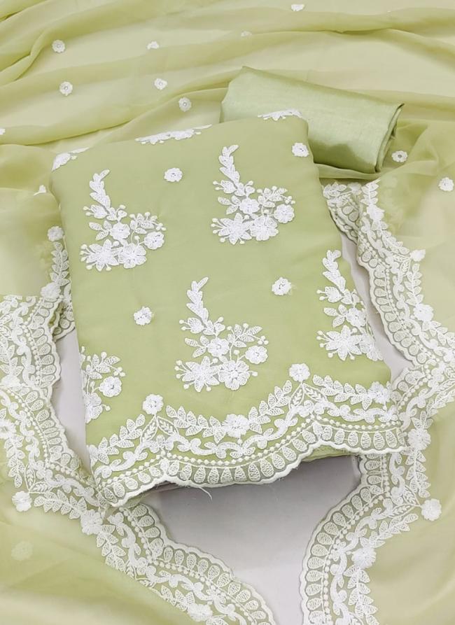 Light Green Georgette Festival Wear Embroidery Work Dress Material