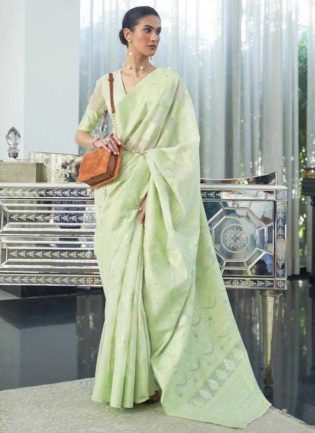 Pista Green Modal Festival Wear Weaving Saree