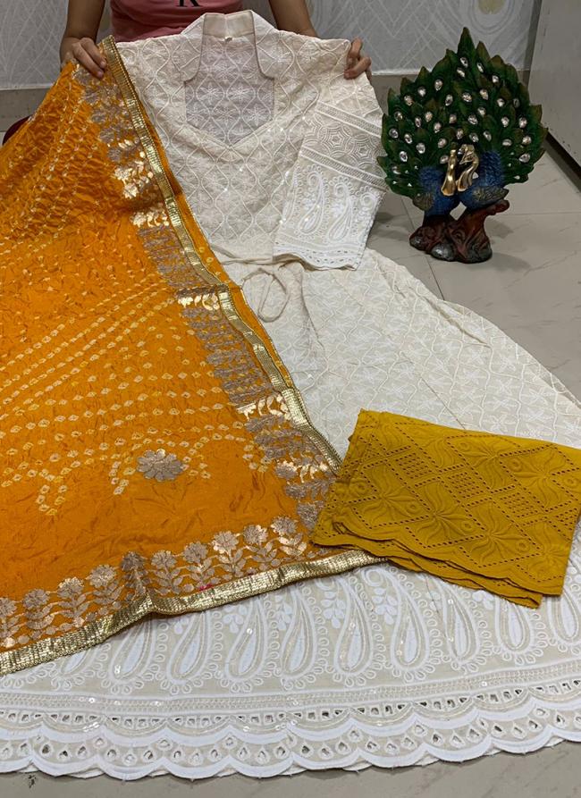 Yellow Cambric Cotton Party Wear Sequins Work Readymade Salwar Suit