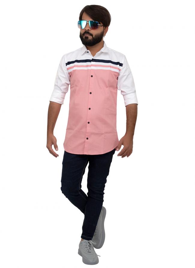 Pink Cotton Casual Wear Fancy Shirt