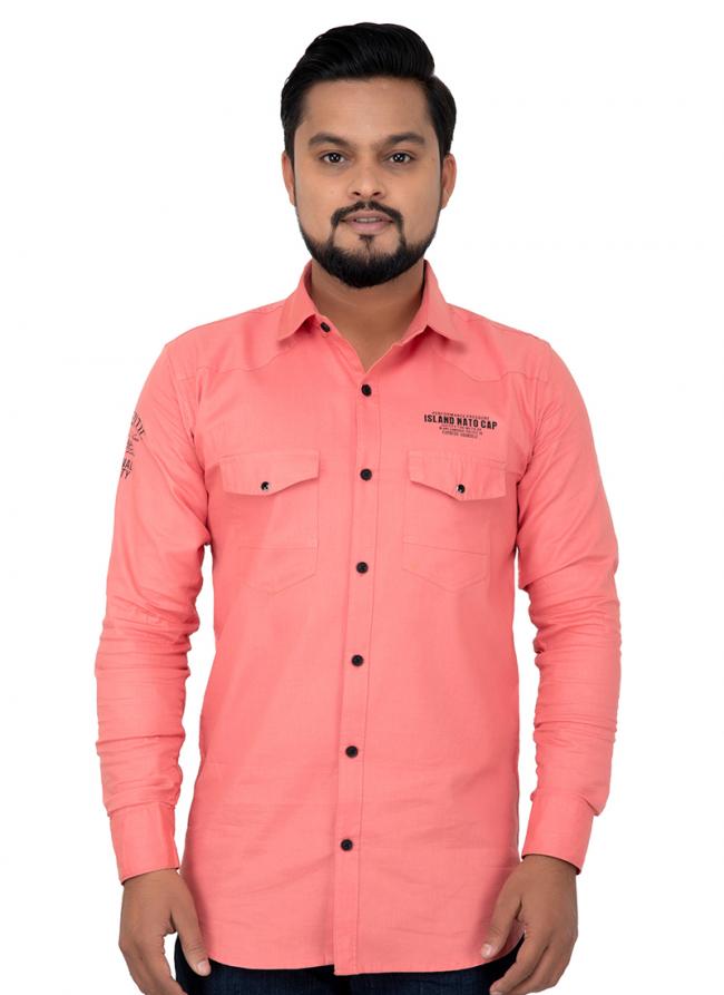 Pink Cotton Casual Wear Fancy Shirt