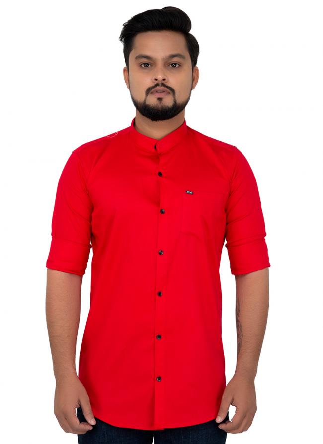 Red Cotton Casual Wear Fancy Shirt