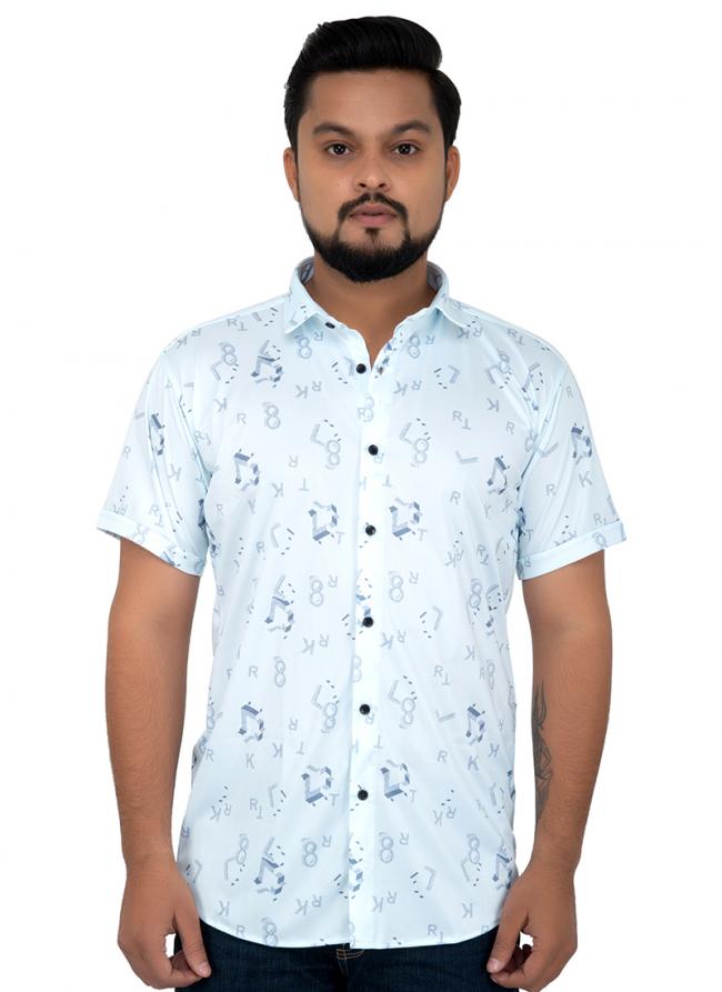 White Cotton Casual Wear Printed Work Shirt