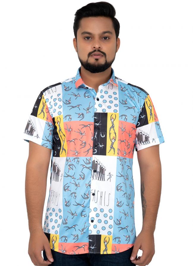 Multi Color Cotton Casual Wear Printed Work Shirt