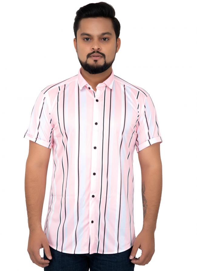 Pink Cotton Casual Wear Printed Work Shirt