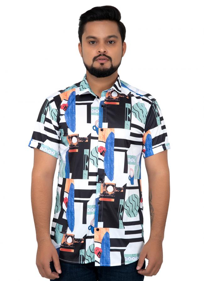 Multi Color Cotton Casual Wear Printed Work Shirt