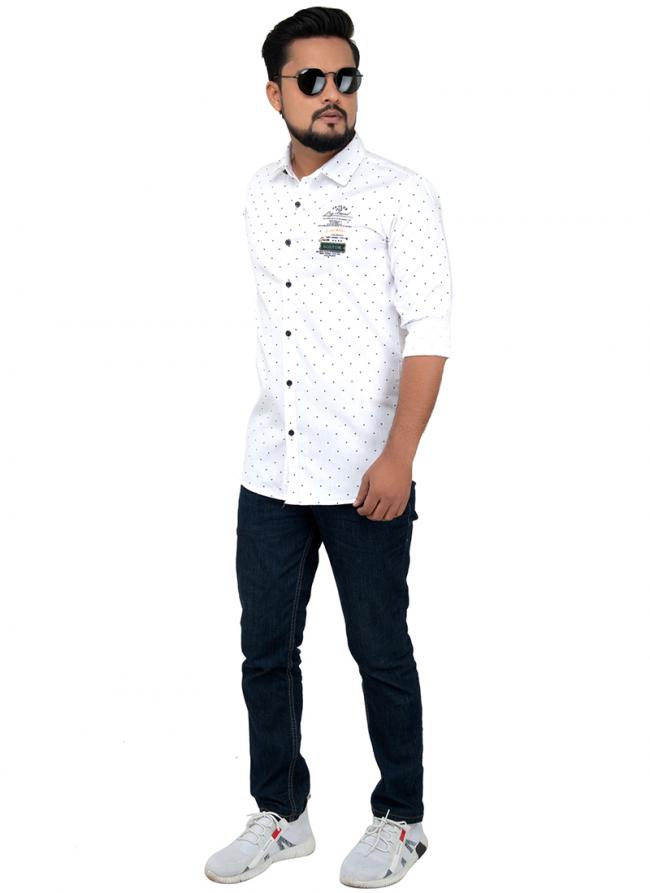 White Cotton Casual Wear Plain Shirt