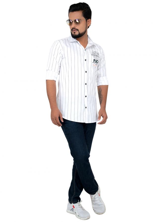 White Cotton Casual Wear Plain Shirt