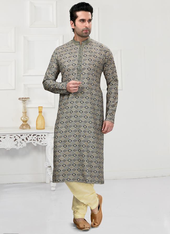 Multi Color Traditional Wear Printed Work  Cotton Kurta Pajama