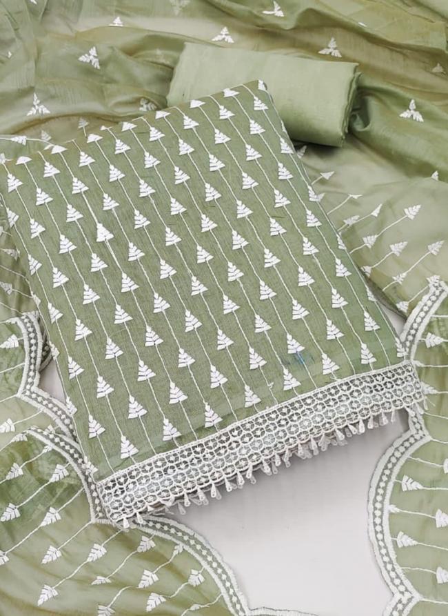 Light Green Semi Modal Festival Wear Embroidery Work Dress Material