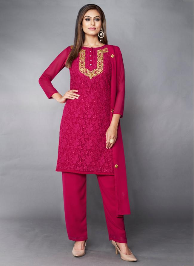 Pink Georgette Party Wear Sequins Work Salwar Suit