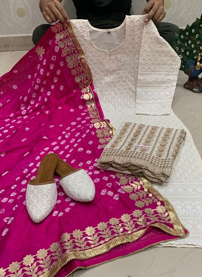 Dark Pink Pure Cambric Cotton Traditional Wear Sequins Work Readymade Salwar Suit