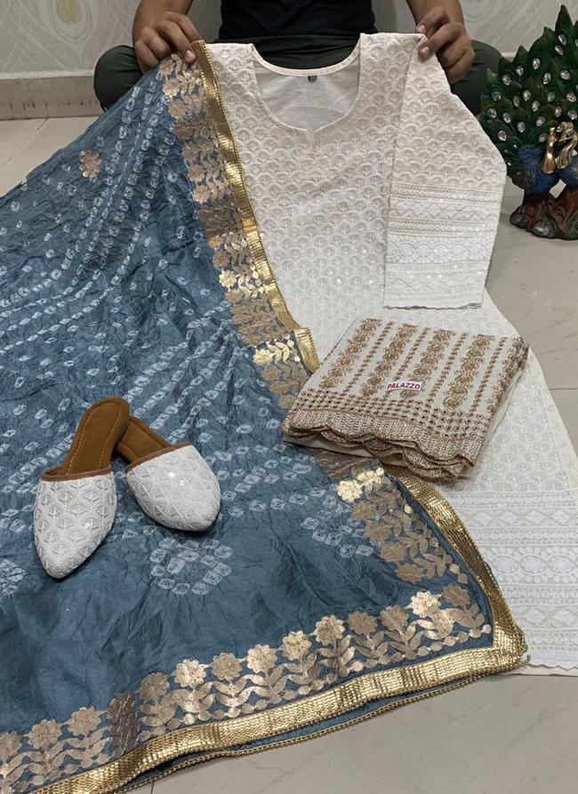 Grey Pure Cambric Cotton Traditional Wear Sequins Work Readymade Salwar Suit