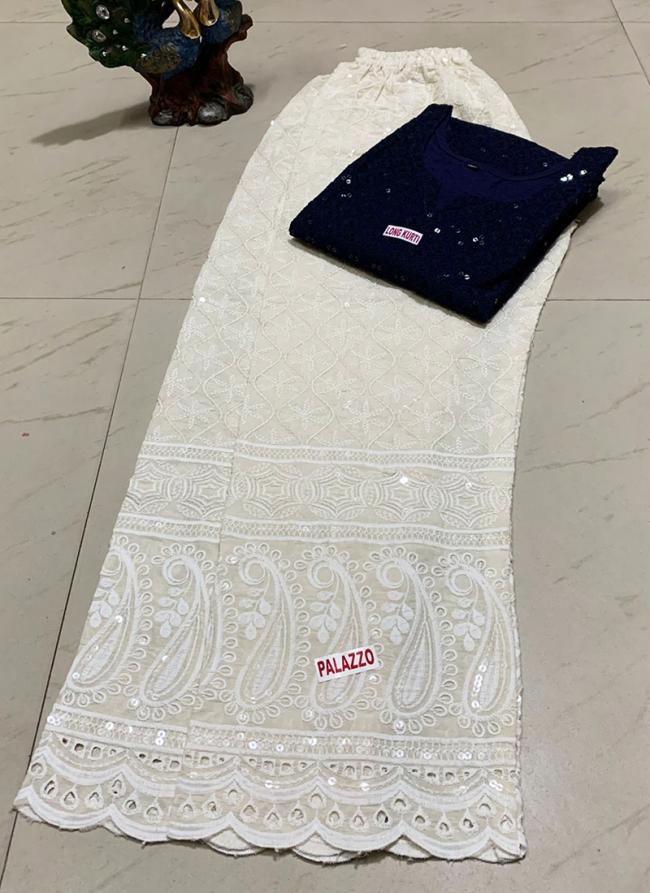 Navy Blue Cambric Cotton Traditional Wear Sequins Work Readymade Salwar Suit