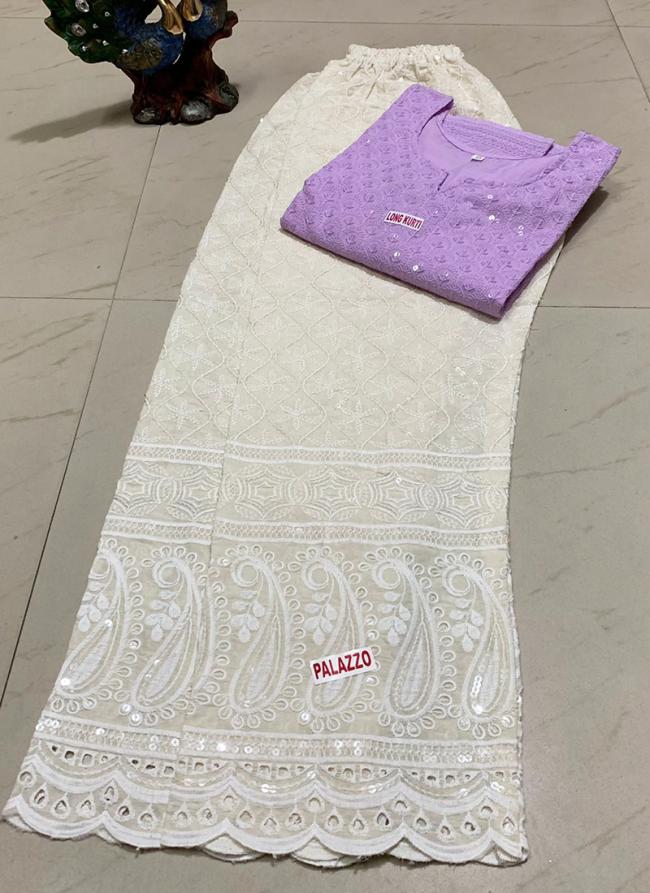 Purple Cambric Cotton Traditional Wear Sequins Work Readymade Salwar Suit