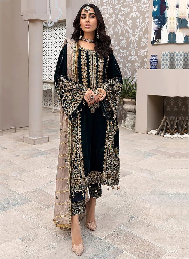 Black Faux Georgette Festival Wear Embroidery Work Pakistani Suit