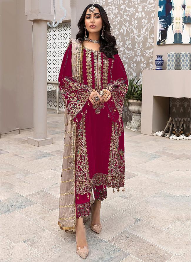 Rani Faux Georgette Festival Wear Embroidery Work Pakistani Suit