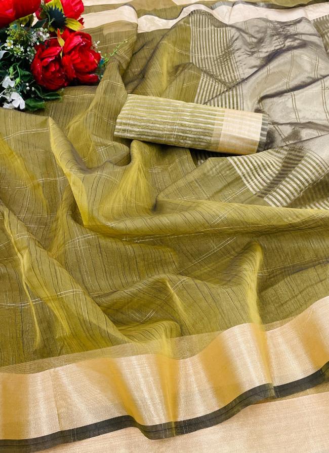 Green Organza Casual Wear Weaving Saree