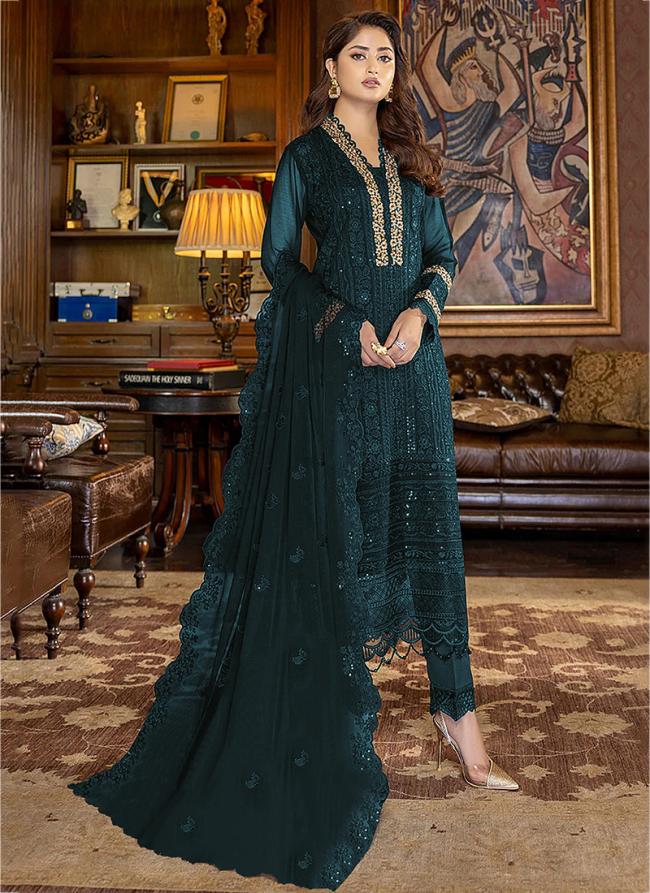 Rama Faux Georgette Traditional Wear Embroidery Work Pakistani Suit
